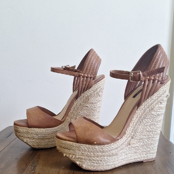 Forever 21 Brown Espadrille Wedge Sandals Size 6 - Picture 2 of 11